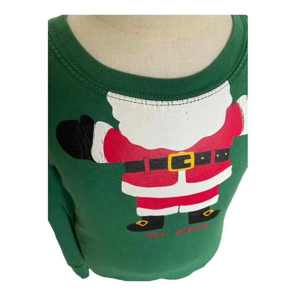Gymboree Boys Pajamas Sz 5 Green White Mr. Claus Santa Striped Gymmies‎ Soft